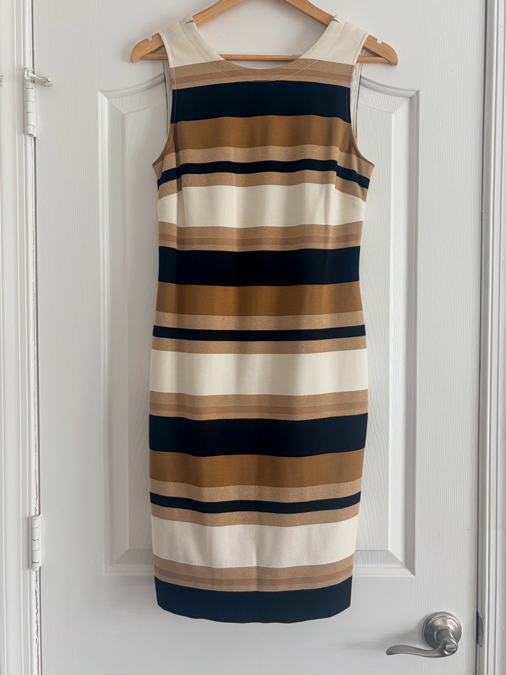 Banana Republic NWT Striped Metallic Sheath Dress Size 10 Sleeveless Zip Back